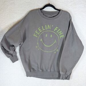 American Eagle Outfitters Gray Crewneck Sweatshirt with Lime Graphic
